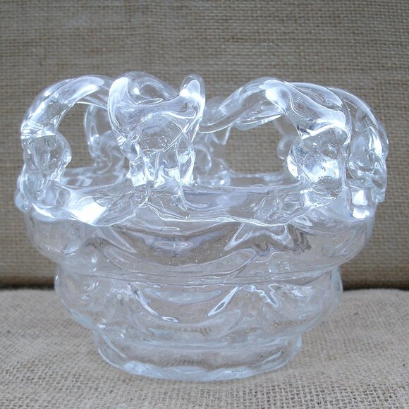 Vintage Art Glass Rose Bowl with Flower Frog - Picture 16 of 16